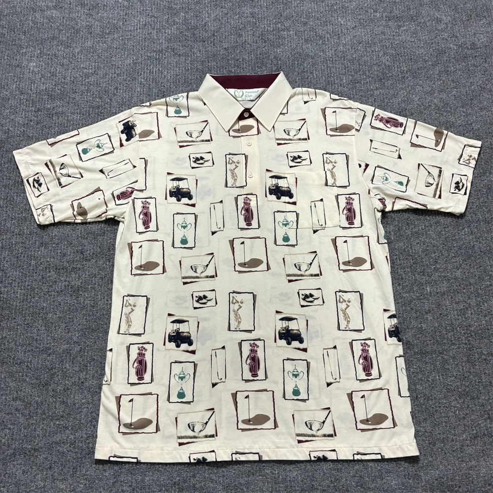 Palmland Club Polo Shirt Mens Size Large Golf Cart Trophy Clubhouse Short Sleeve
